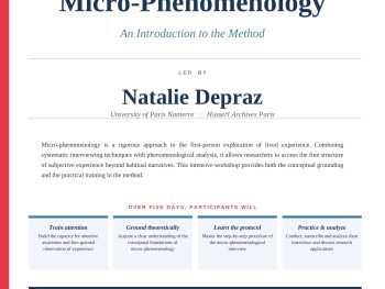 Master-class en micro-phénoménologie animée par Natalie Depraz, Université Paris Nanterre