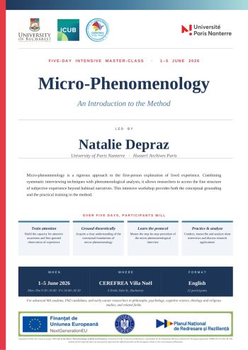 Master-class en micro-phénoménologie animée par Natalie Depraz, Université Paris Nanterre